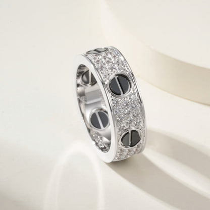 [Renovia Jewelry]LOVE RING 5.5MM DIAMONDS PAVED CERAMIC