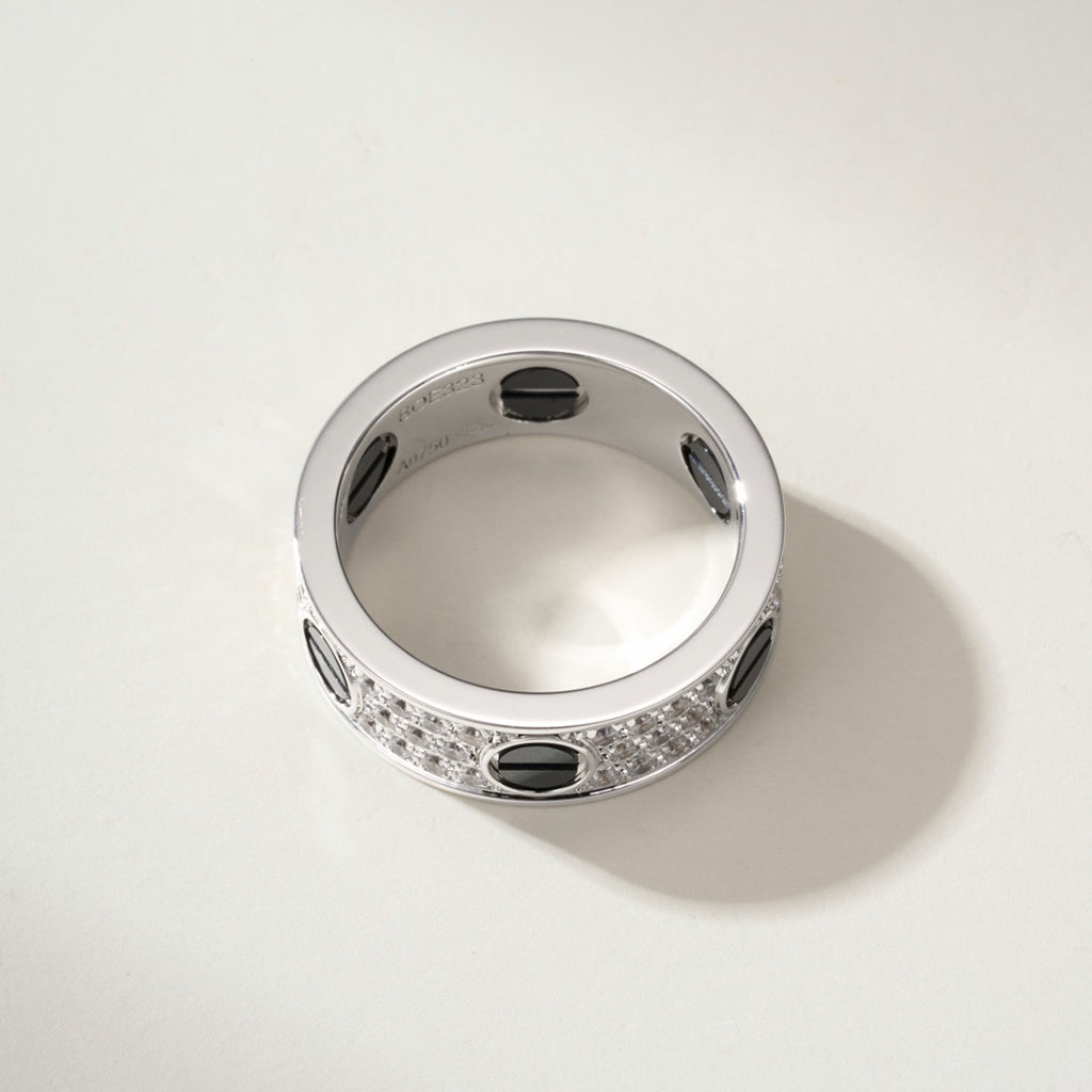 [Renovia Jewelry]LOVE RING 5.5MM DIAMONDS PAVED CERAMIC