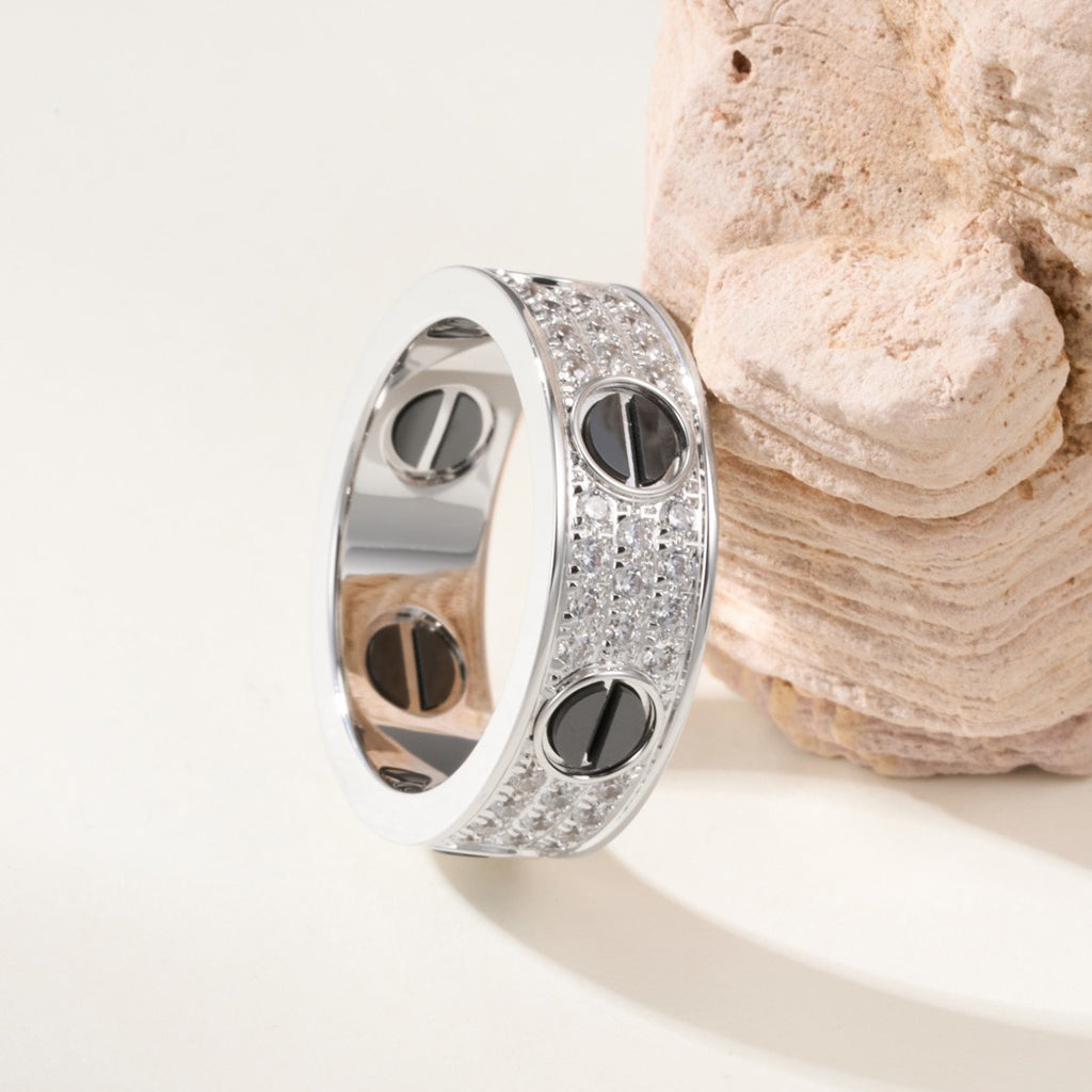 [Renovia Jewelry]LOVE RING 5.5MM DIAMONDS PAVED CERAMIC