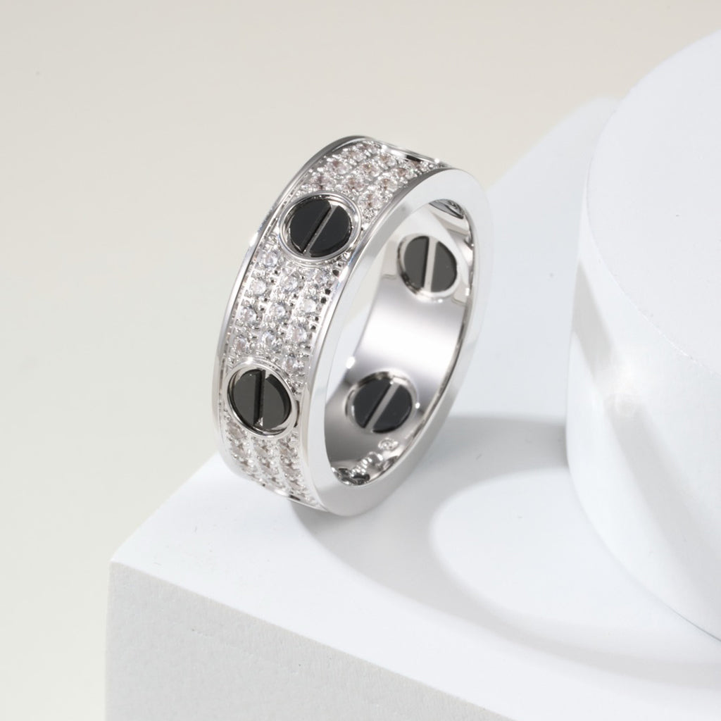 [Renovia Jewelry]LOVE RING 5.5MM DIAMONDS PAVED CERAMIC