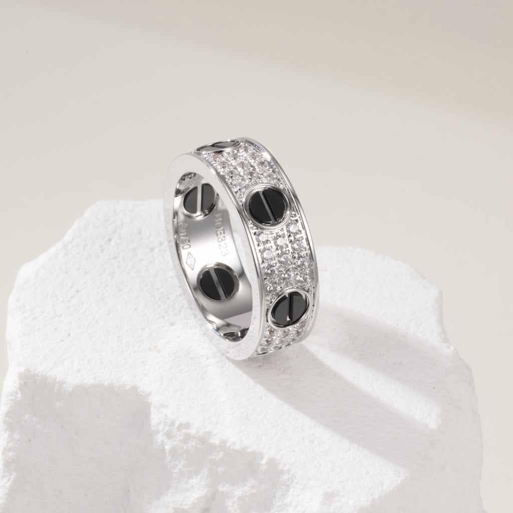 [Renovia Jewelry]LOVE RING 5.5MM DIAMONDS PAVED CERAMIC