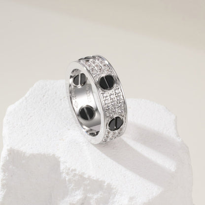 [Renovia Jewelry]LOVE RING 5.5MM DIAMONDS PAVED CERAMIC