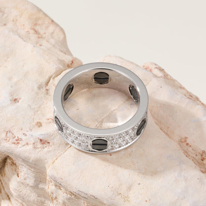 [Renovia Jewelry]LOVE RING 5.5MM DIAMONDS PAVED CERAMIC
