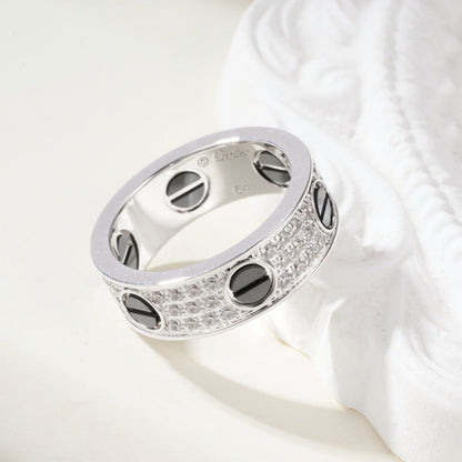 [Renovia Jewelry]LOVE RING 5.5MM DIAMONDS PAVED CERAMIC