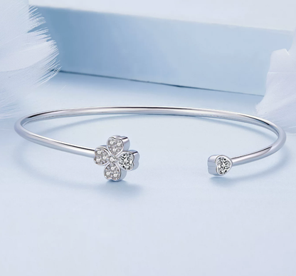 Heart Four-leaf Clover Open Bracelet