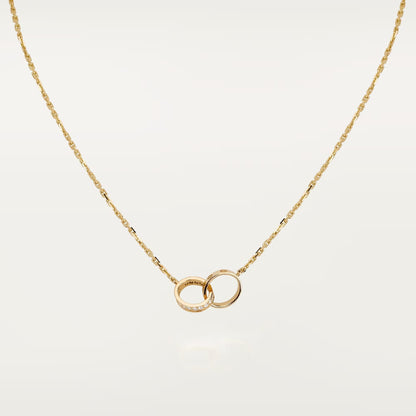 [Renovia Jewelry]LOVE DOUBLE RING HALF DIAMOND NECKLACE