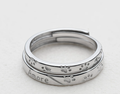 Platinum Puppy Couple Rings