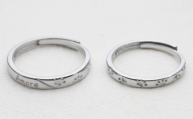 Platinum Puppy Couple Rings