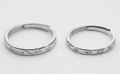 Platinum Puppy Couple Rings