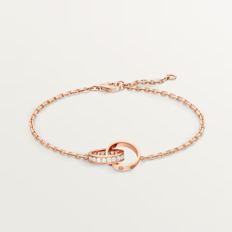 [Renovia Jewelry]LOVE DOUBLE RING HALF DIAMOND BRACELET