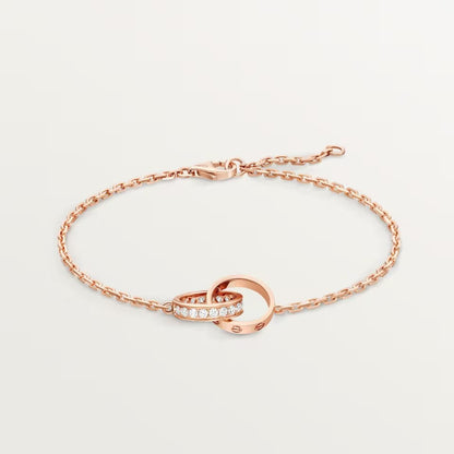 [Renovia Jewelry]LOVE DOUBLE RING HALF DIAMOND BRACELET