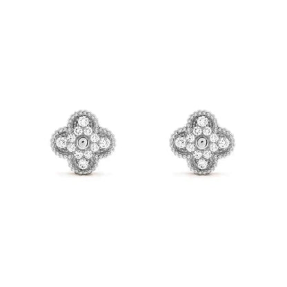 [Renovia Jewelry]CLOVER 1 MOTIFS DIAMOND STUD EARRINGS SILVER