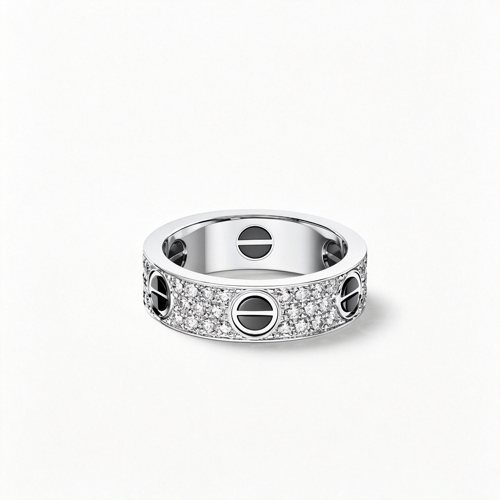 [Renovia Jewelry]LOVE RING 5.5MM DIAMONDS PAVED CERAMIC