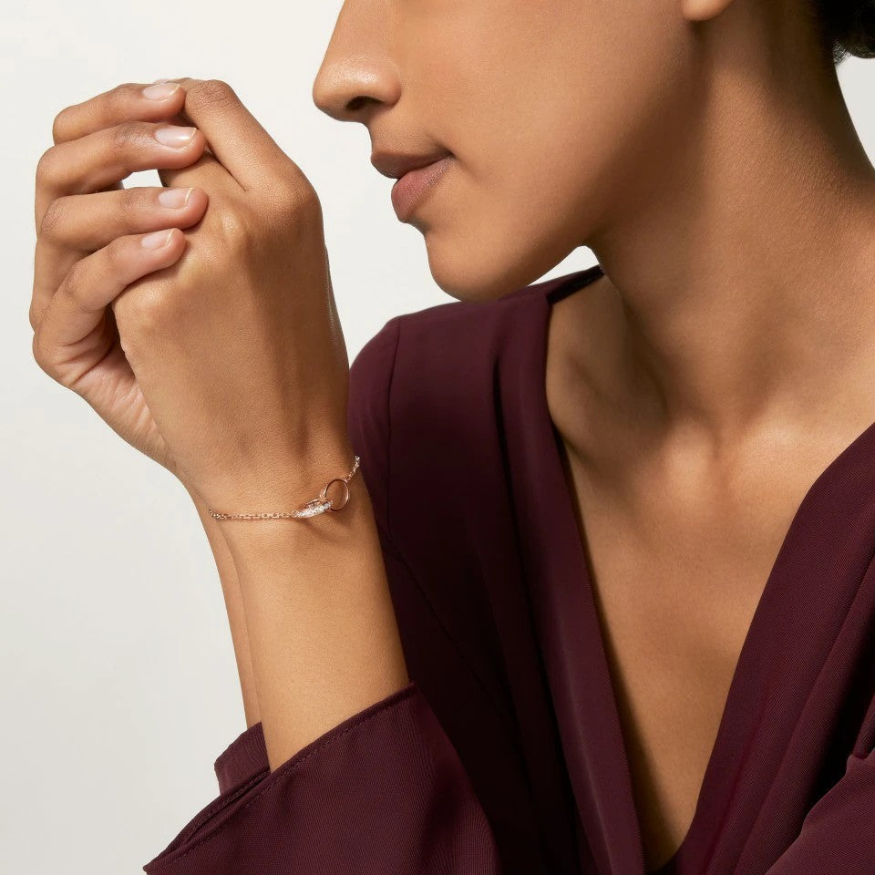 [Renovia Jewelry]LOVE DOUBLE RING HALF DIAMOND BRACELET