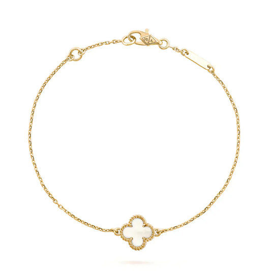 [Renovia Jewelry]CLOVER WHITE MOP SINGLE FLOWER BRACELET