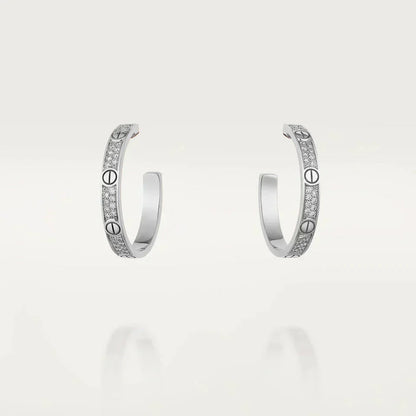 [Renovia Jewelry]LOVE DIAMOND SILVER HOOP EARRINGS