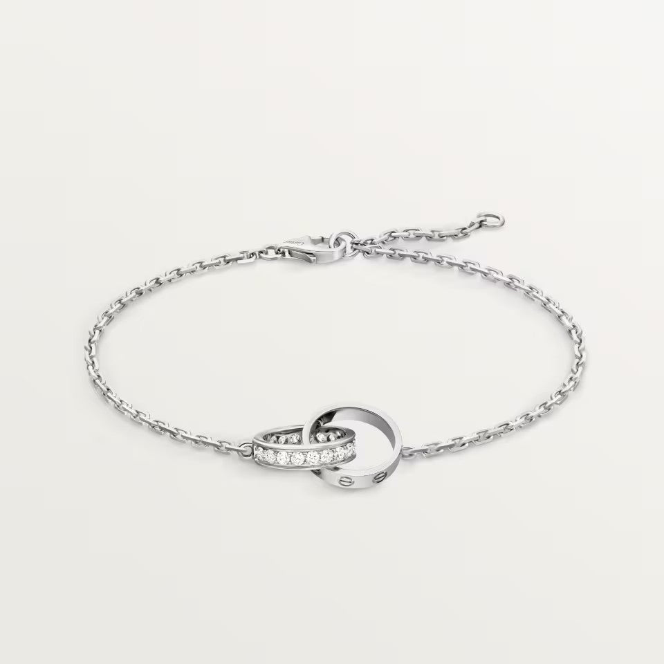 [Renovia Jewelry]LOVE DOUBLE RING HALF DIAMOND BRACELET