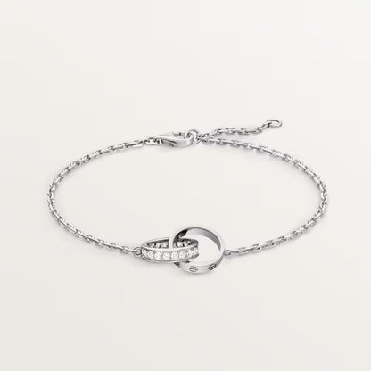 [Renovia Jewelry]LOVE DOUBLE RING HALF DIAMOND BRACELET
