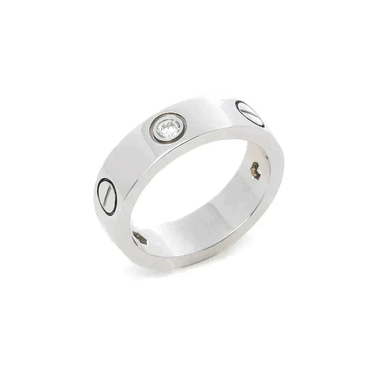 [Renovia Jewelry]LOVE RING 5.5MM 3 DIAMONDS SILVER